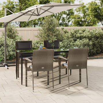 vidaXL 5-delige Tuinset met kussens poly rattan zwart en, Verzenden, Nieuw, 4 zitplaatsen, Tuinset