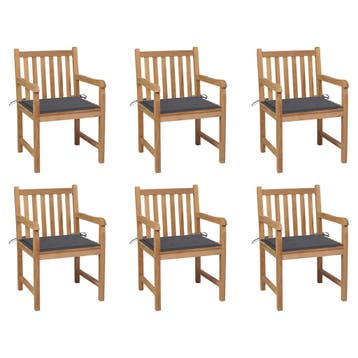 vidaXL Tuinstoelen 6 st met antracietkleurige kussens, Verzenden, Nieuw, Hout