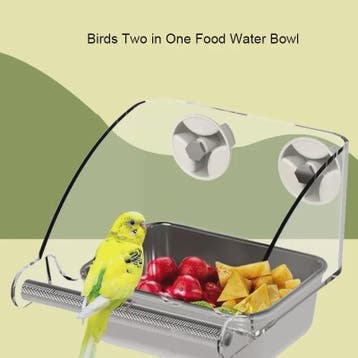 Grote RVS Vogelvoer & Waterbak met Anti-Spat Ontwerp - Eenvo