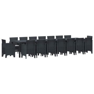 vidaXL Tuin Eettafelset met kussens 17 st Antraciet PP, Verzenden, Nieuw, 7 zitplaatsen