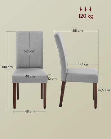2x Eetkamerstoelen - hoge rugsteun - zacht zitting - grijs, Huis en Inrichting, Stoelen, Verzenden, Nieuw