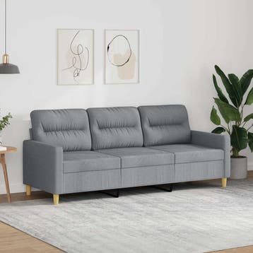 vidaXL Driezitsbank 180 cm stof lichtgrijs, Verzenden, Nieuw, Driepersoons, Stof