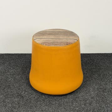 Gele Poef | Ø 38 cm, Ophalen of Verzenden, Gebruikt