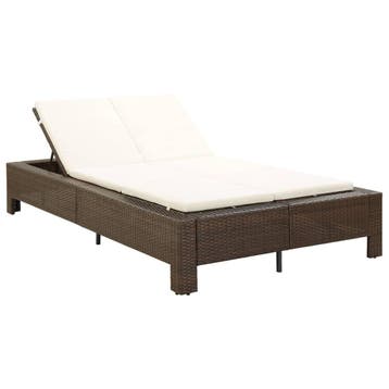 vidaXL Ligbed met kussen 2-persoons poly rattan bruin, Tuin en Terras, Verzenden, Nieuw