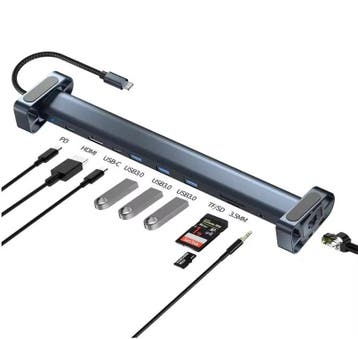 10-in-1 USB-C Dock met Standaard, 4K HDMI, RJ45 en PD100W, Verzenden, Nieuw