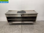 RVS Werktafel met inbouw inductie Fornuis 188 cm 400V Horeca, Ophalen of Verzenden, Gebruikt