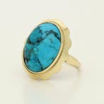 Ring - 14 karaat Geel goud - 6.83ct. tw. Turquoise, Nieuw