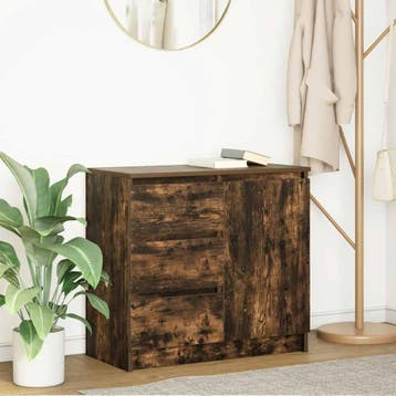 vidaXL Dressoir met lade 71x35x65 cm spaanplaat gerookt, Verzenden, Nieuw, Overige houtsoorten