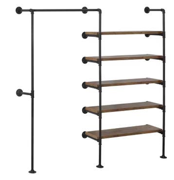 Industrieel Wandkledingrek met 5 Planken – Kledingrek 184 cm, Verzenden, Nieuw