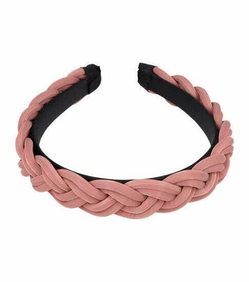 Haarband Diadeem 2,5cm – Gevlochten - Rubberlook – Roze, Nieuw