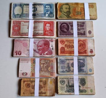 Wereld. - 250 (10 x 25) banknotes - various dates (Zonder