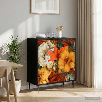 vidaXL Dressoir GENNEP Zwart eiken 69 x 33 x 76 cm Bewerkt, Huis en Inrichting, Verzenden, Nieuw, Overige houtsoorten, Minder dan 50 cm