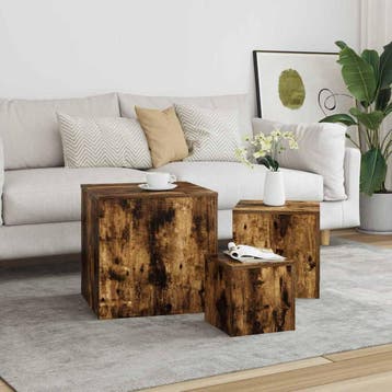 vidaXL Bijzettafels 3 st bewerkt hout gerookt eikenkleurig, Verzenden, Nieuw