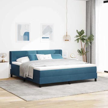 vidaXL Boxspringbed met hoofdeinde Donkerblauw 200 x 180 cm, Verzenden, Nieuw, Blauw, Stof