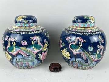 Gemberpot (2) - Porselein - Een paar grote potten