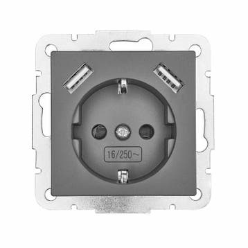 LEDmaxx Inbouw contactdoos antraciet met 2x USB 2800mA, Ophalen of Verzenden, Nieuw