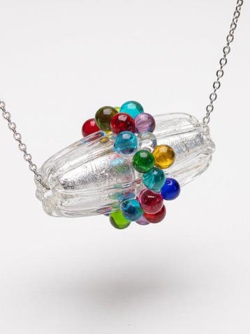 Murano-glas, ondergedompeld zilver - Ketting met hanger -
