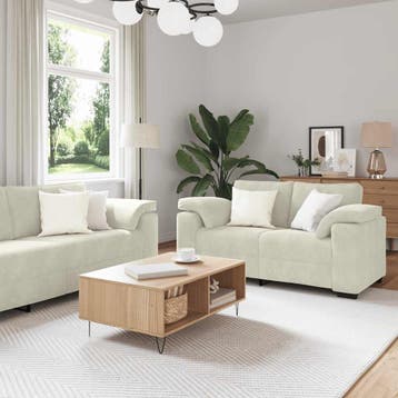 vidaXL 2-delige bankset met kussens crèmekleurig fluweel, Huis en Inrichting, Banken | Bankstellen, Verzenden, Nieuw, Vierpersoons of meer