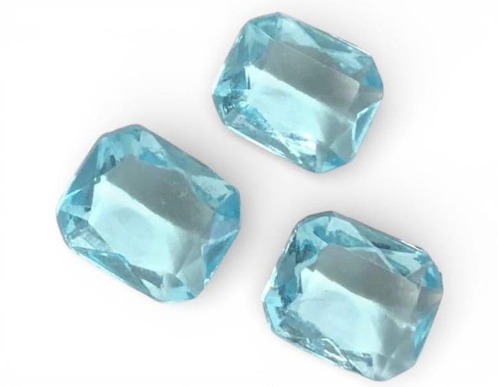 2 x DQ Octagon glas cabochon 8 x 10 mm – aquamarijn, Hobby en Vrije tijd, Kralen en Sieraden maken, Overige typen, Nieuw, Ophalen of Verzenden
