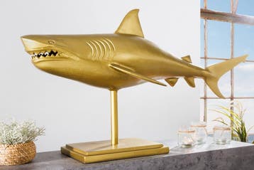 Maritieme Skulptur HAI 103cm goud handgemaakt Metall Design, Ophalen of Verzenden, Nieuw