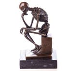 Figuur - Bronzefigur Skelett Denker - Brons, Marmer