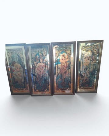 Mucha - Lijst (4) - Hout, Glas - De fasen van de dag, A.