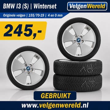 19 inch originele BMW i3 (S)  velgen + winterbanden 0726-22, 19 inch, Gebruikt, 155 mm, Banden en Velgen