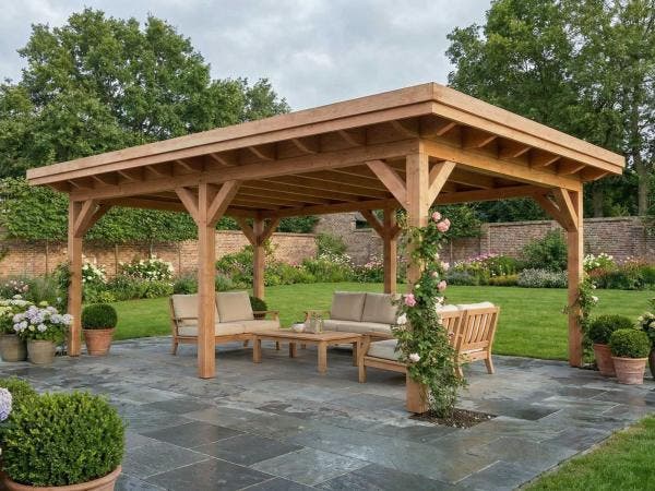 Veiling - Douglas overkapping 400x600x253cm, Tuin en Terras, Overkappingen