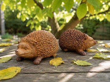 Beeld, set of 2 metal hedgehogs - 10 cm - Gietijzer