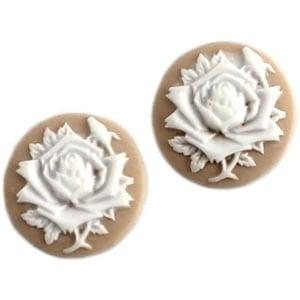 2 x Camee rond Licht camel / wit 20mm (Cabochons en camée), Ophalen of Verzenden, Nieuw, Overige typen