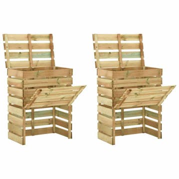 vidaXL Tuincompostbakken 2 st 80x50x100 cm geïmpregneerd, Tuin en Terras, Verzenden, Nieuw