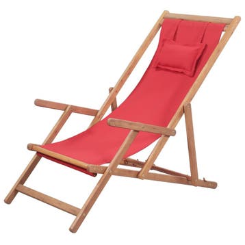 vidaXL Opklapbare stoel met stoffen bekleding en houten, Tuin en Terras, Tuinstoelen, Verzenden, Nieuw