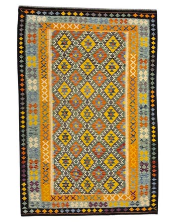 Kelim tapijt Afghan perzisch 286x191 wollen vloerkleed, Blauw,  Perzisch tapijt kelim killim wollen vloerkleed handgeknoopt , Ophalen of Verzenden