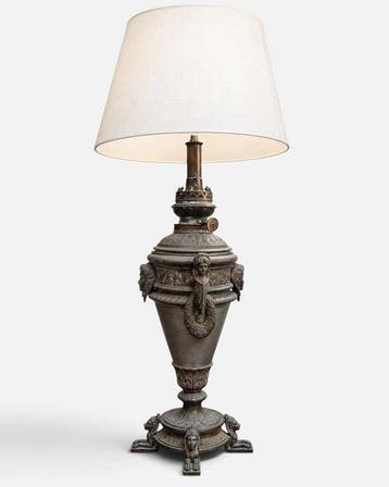 Tafellamp - tafellamp - Legering - antieke olielamp