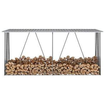 vidaXL Haardhoutschuur 330x84x152 cm gegalvaniseerd staal, Huis en Inrichting, Kachels, Verzenden, Nieuw