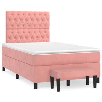 vidaXL Boxspring met matras fluweel roze 120x190 cm, Verzenden, Nieuw, 190 cm of minder, Twijfelaar