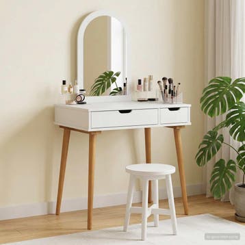vidaXL Toilettafel Set FAUSKE 2 st Wit 76 x 50 x 143 cm, Verzenden, Nieuw