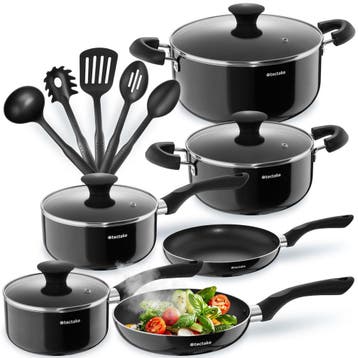Pannenset Varese, aluminium met glazen deksels, 15-delig, Verzenden, Nieuw