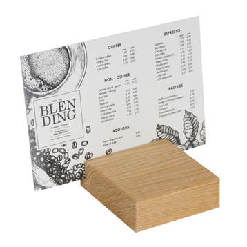 BLOC Cardd - Menukaarthouder Eikenhout 105x120x35 mm, Nieuw in verpakking