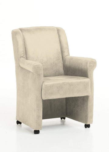 Eetkamerstoel Mandy met wielen - eetkamerstoelen - Creme, Huis en Inrichting, Nieuw, Stof