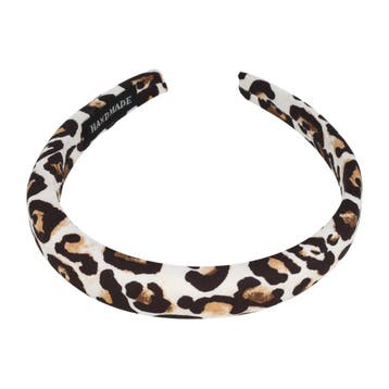 Haarband Diadeem 2cm – Zacht Gevuld – Panterprint Stof –, Nieuw