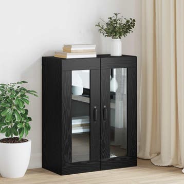 vidaXL Opbergkast Wandgemonteerd Zwart Eiken 69,5 x 34 x 90, Minder dan 50 cm, Verzenden, Nieuw, Minder dan 100 cm