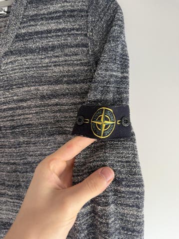 Stone Island Gebreide Trui – Blauw/Grijs gemêleerd – Maat M, Stone Island, Grijs, Gedragen, Verzenden