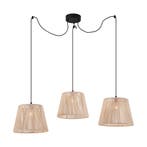 Buiten hanglamp zwart met beige kappen van touw 3-lichts, Verzenden, Nieuw