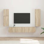 Tv-meubelset Wandgemonteerd 4 pcs Sonoma Eiken Bewerkt hout, Verzenden, Nieuw