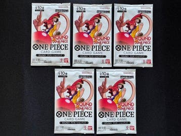 Bandai - 5 Booster pack - One Piece - Round1, Hobby en Vrije tijd, Nieuw