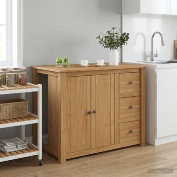 vidaXL Keuken Eiland Set PANAMA Honing Wax 112 x 77 x 90 cm, Verzenden, Nieuw, Bruin