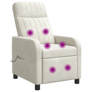 vidaXL Massage Recliner Crèmekleurig fluweel, Verzenden, Nieuw
