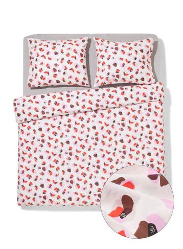 HEMA Dekbedovertrek 240x200/220cm zacht katoen bloemen, Verzenden, Nieuw, Roze