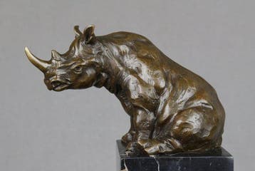 Milo (1910-1978) - sculptuur, Resting Rhinoceros - 22 cm -